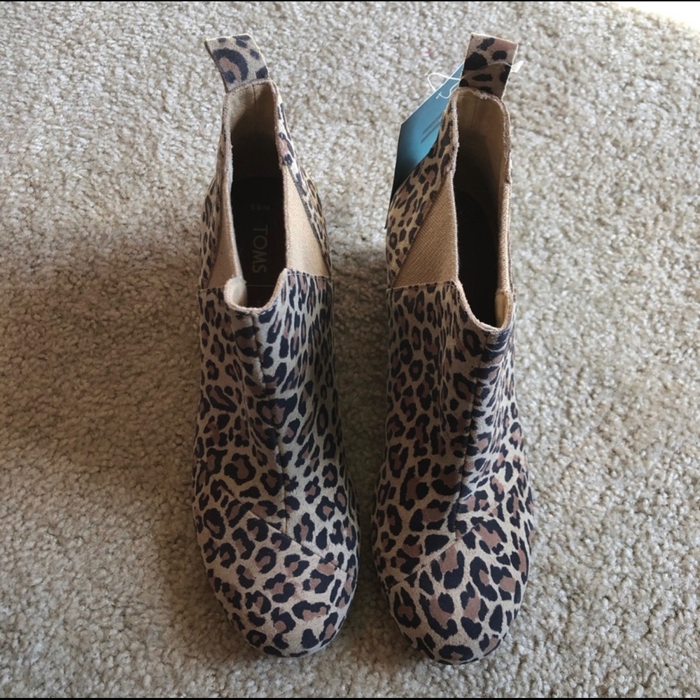 Toms Kelsey leopard suede wedge booties 9.5 - Picture 2 of 5